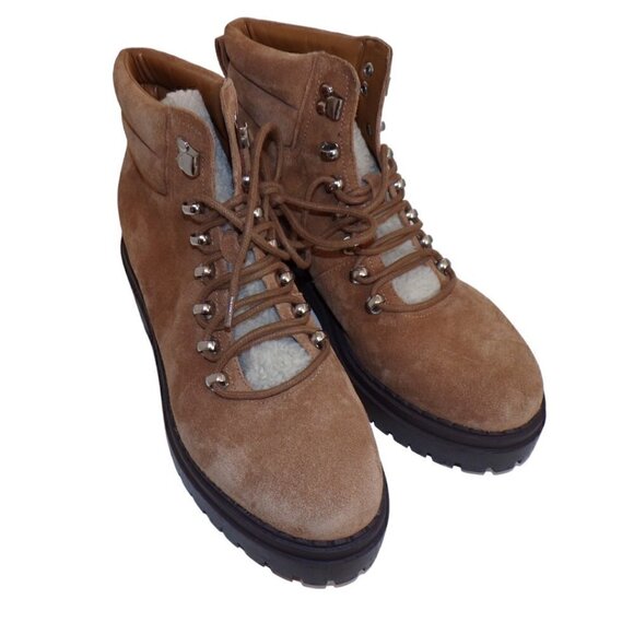 Marc Fisher Nairy Light Brown Suede Lace Up Hiking Boots 9 M NEW - Picture 2 of 5